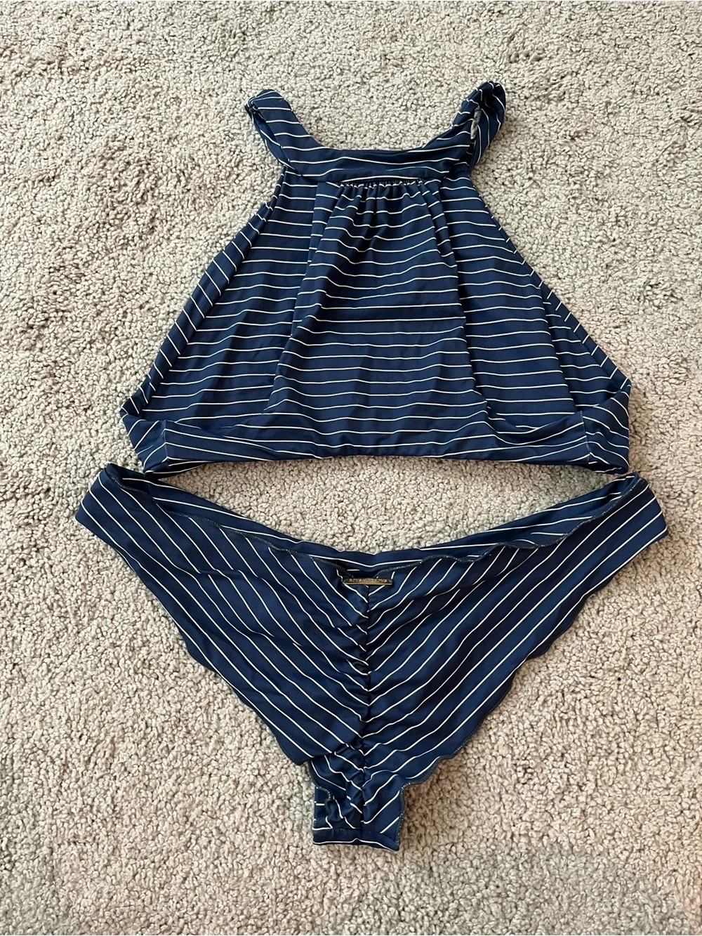 Boys + Arrows Navy and White Striped Bikini Set - Picture 2 of 6